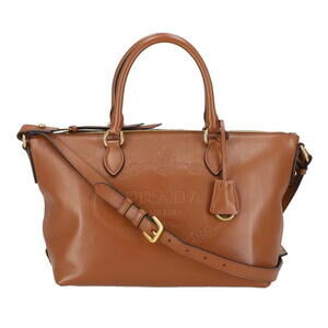 PRADA Crocodile Logo Leather Shoulder Bag